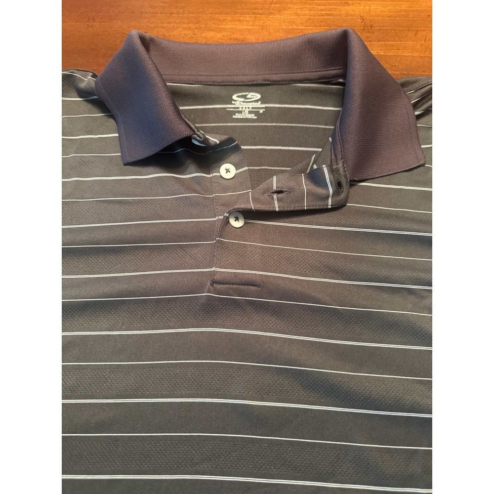 C9 Champion Golf Polo Shirt Mens L Gray Excellent Duo Dry Striped Short Sleeve